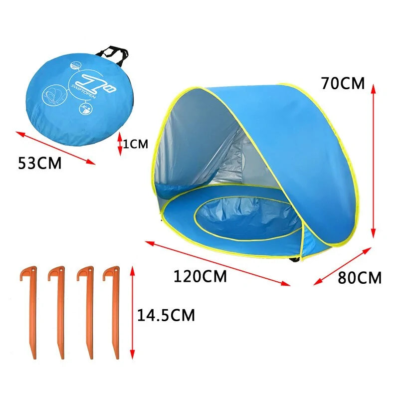 Baby Beach TentProtect Your Little One Under the SunEnsure your baby's safety with the Baby Beach Tent. Its UV-protective material shields delicate skin from harmful rays, letting Baby Beach Tent