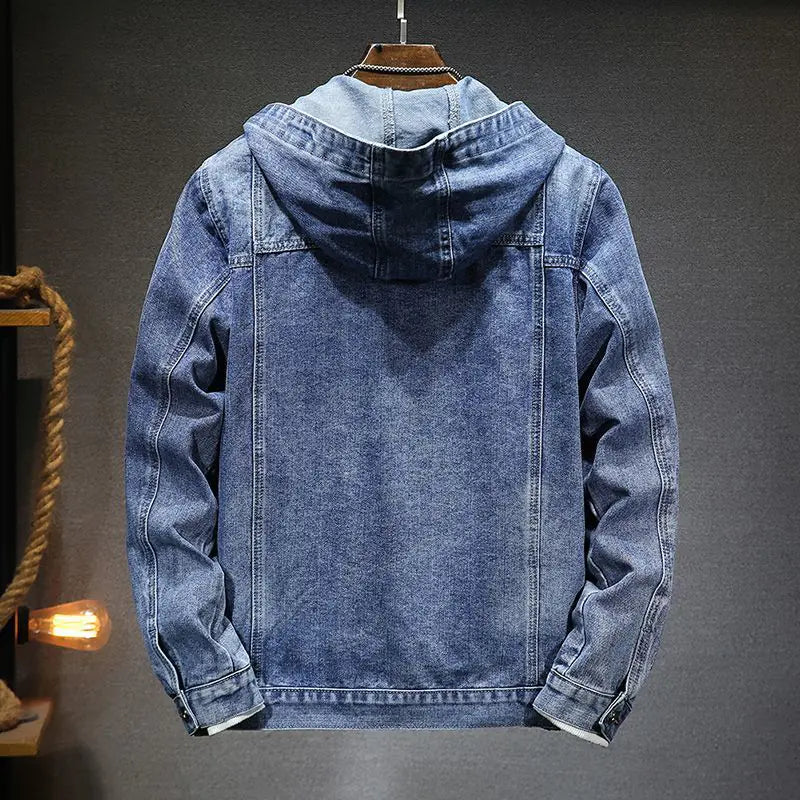 Men's Trendy Hooded Denim JacketIntroducing our Men's Trendy Hooded Denim Jacket - the perfect blend of classic style and contemporary flair for the modern man. Crafted with attention to detail andTrendy Hooded Denim Jacket