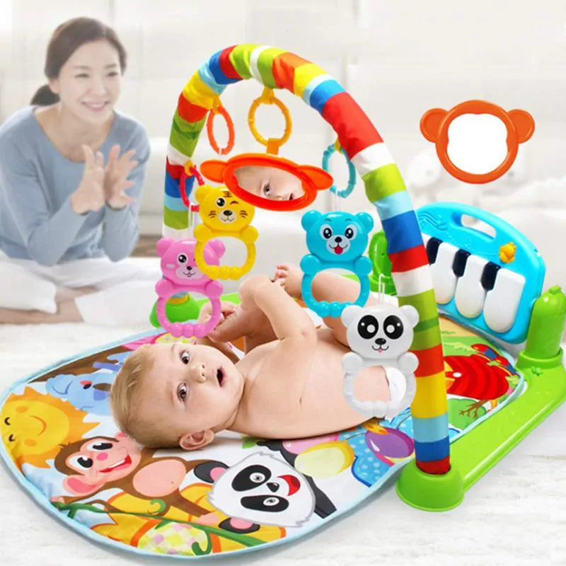 Baby Music Puzzle Play Mat: Educational Keyboard Carpet with Rack ToysIntroducing our Baby Gym Carpet—a delightful blend of comfort, entertainment, and developmental stimulation for your little one!Crafted from soft cotton and durable Baby Music Puzzle Play Mat