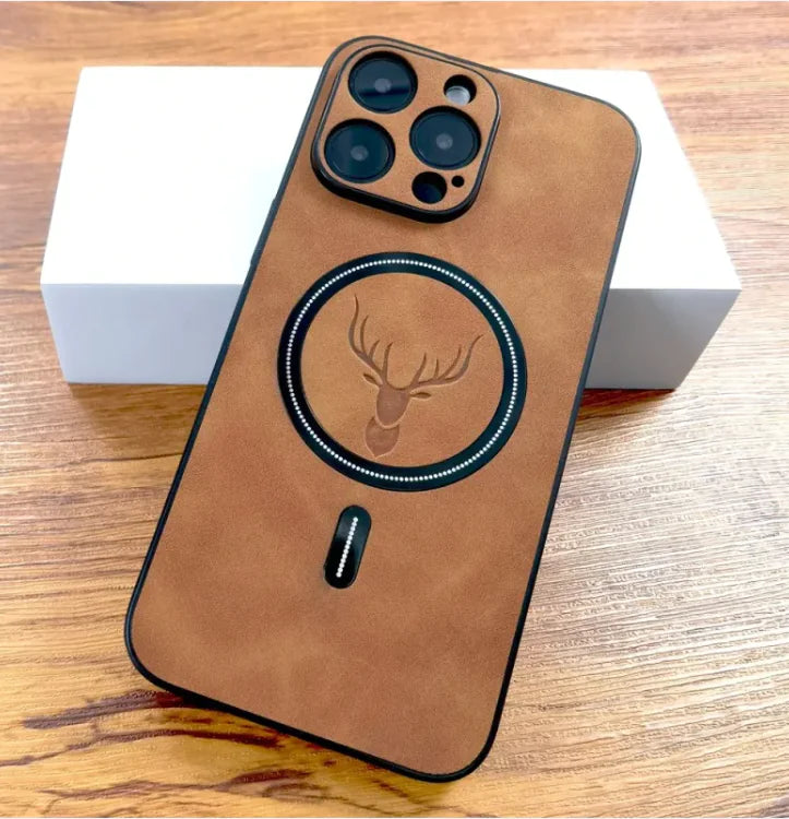 Elk Magnetic Suction Phone Case Cartoon Phone CaseColor: gray, red, dark brown, blue, orange redFunction: anti-wear, anti-fall, anti-fingerprintMaterial: imitation leatherPopular elements: magnetic attractionStyle: Elk Magnetic Suction Phone Case Cartoon Phone Case