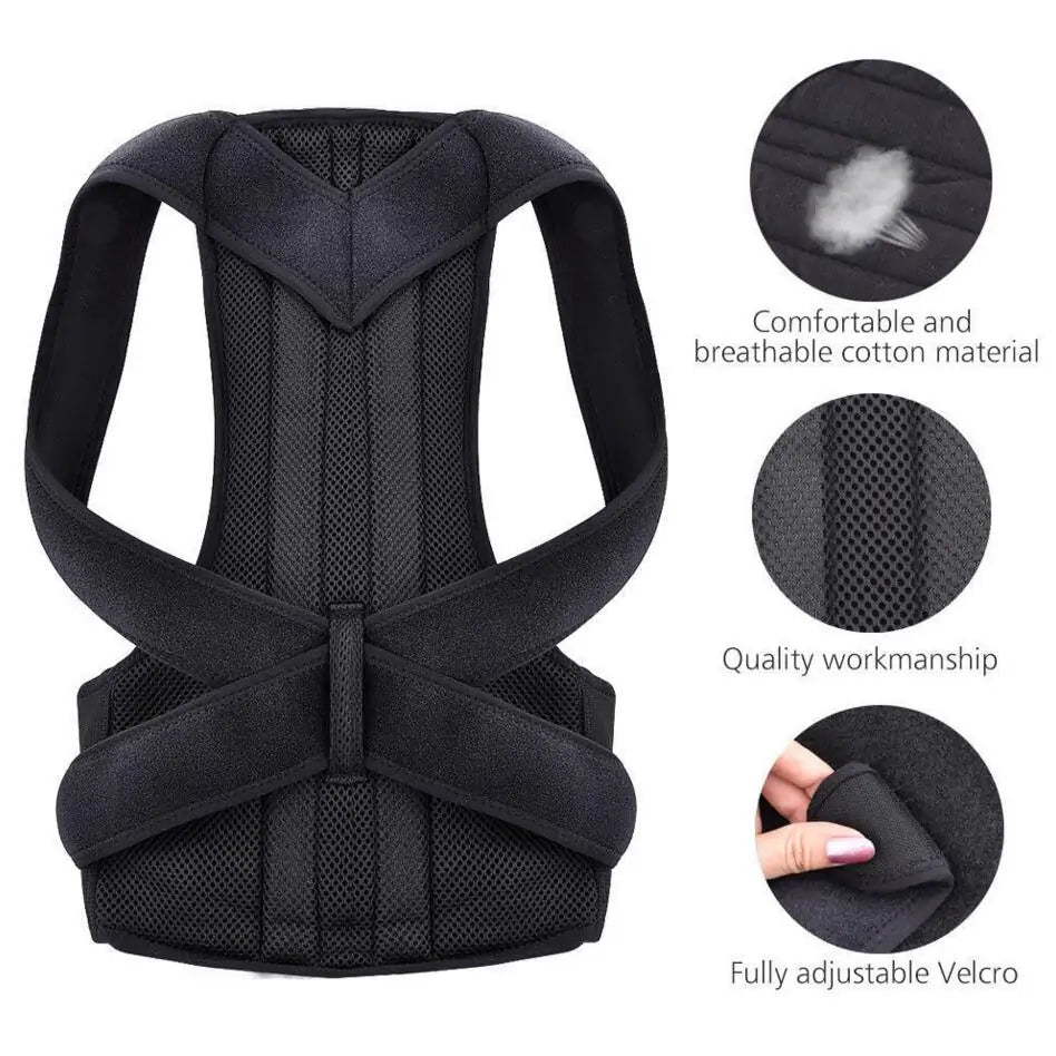 Adjustable Back Brace Posture CorrectorImprove Your Posture EffortlesslyCorrect your posture with our Adjustable Back Brace. Ideal for office workers, it gently pulls your shoulders back, promoting betterAdjustable Back Brace Posture Corrector