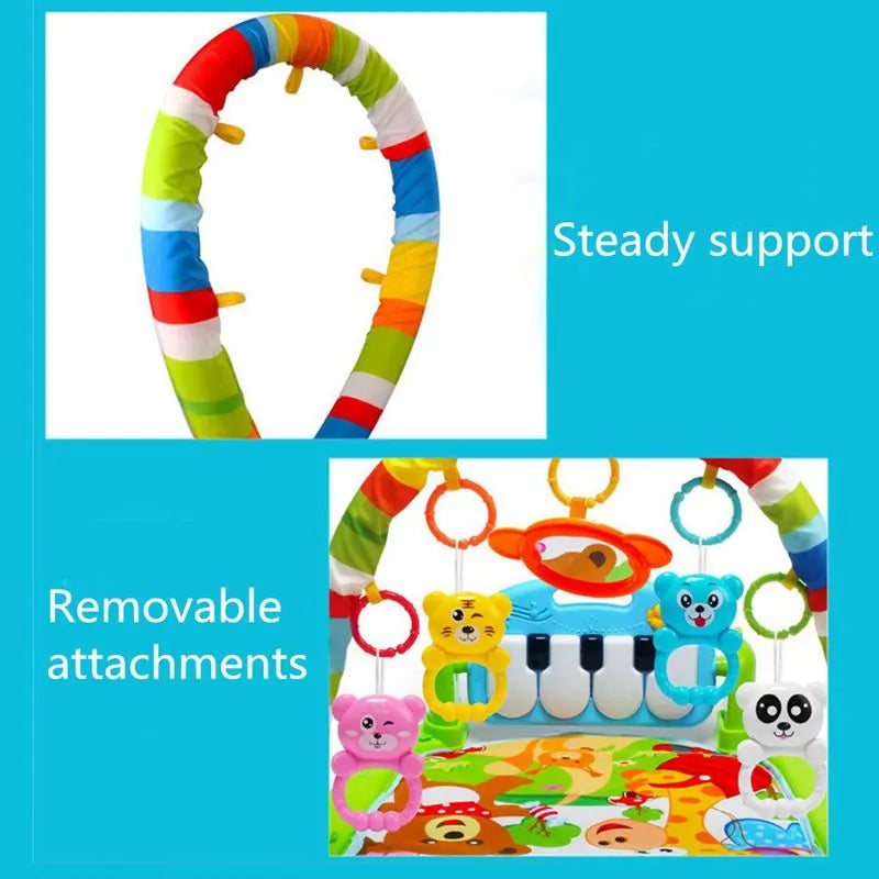 Baby Music Puzzle Play Mat: Educational Keyboard Carpet with Rack ToysIntroducing our Baby Gym Carpet—a delightful blend of comfort, entertainment, and developmental stimulation for your little one!Crafted from soft cotton and durable Baby Music Puzzle Play Mat