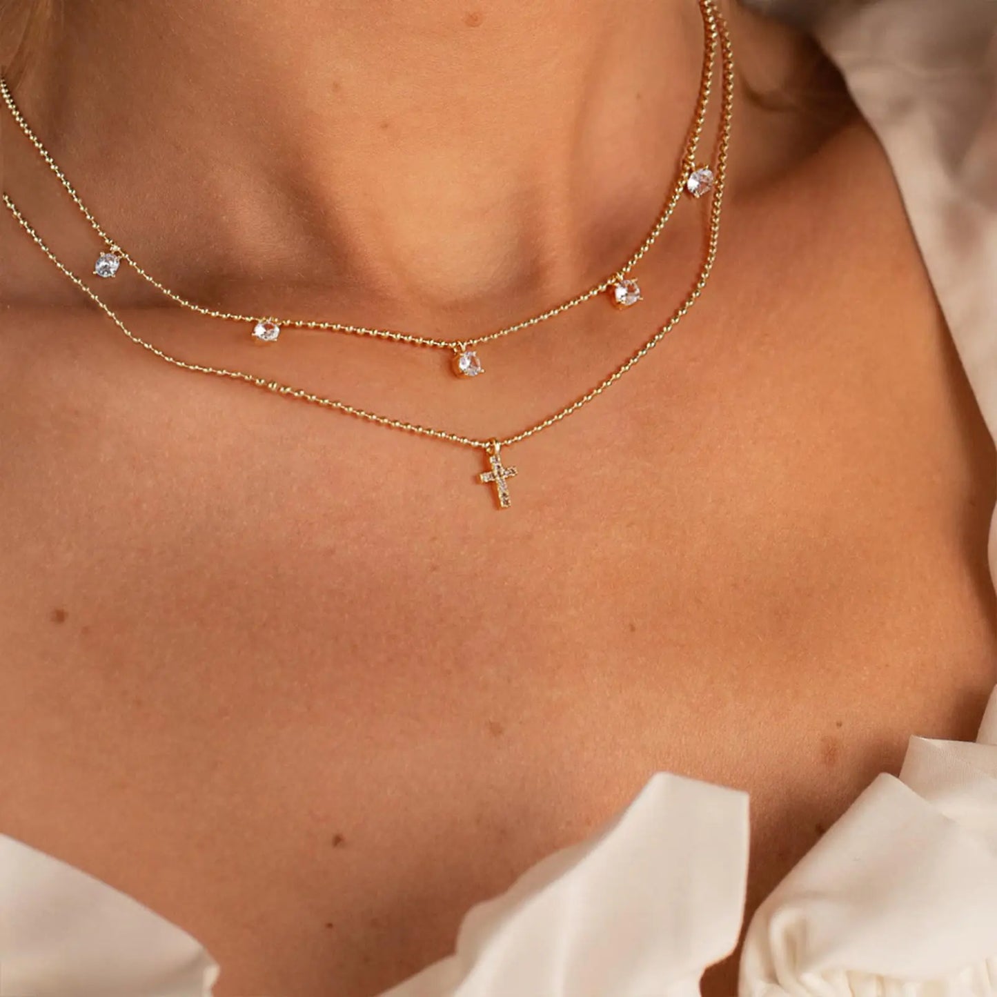 Cross Necklace for Women 14K Real Gold Silver Plated Dainty Small CrosCross Necklace for Women 14K Real Gold Silver Plated Dainty Small Cross Pendant Choker Simple Trendy Cute Cross Charm Chain Necklace Faith Jewelry Religious MinimaliCross Necklace