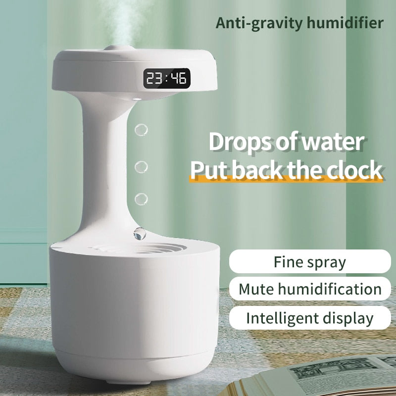 LED  Water Drop Humidifier DiffuserIntroducing the 800ml LED Clock Display Water Drop Humidifier Diffuserâthe perfect addition to any home. Our advanced design features time display with an interactLED Water Drop Humidifier Diffuser