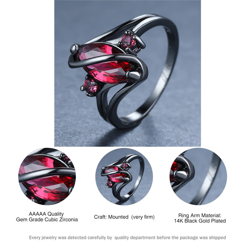 Crystal RingIntroducing the Crystal Ring â a stunning piece of jewelry that is sure to turn heads. This beautiful ring features a large red leaf crystal in the center, surrounCrystal Ring
