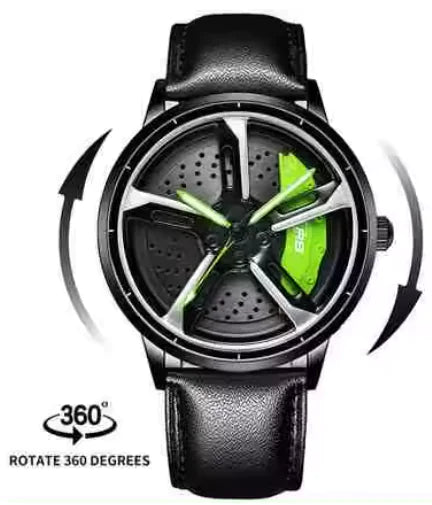3D Spinning Mens Watches Car RimElevate your wristwear with the Sports 3D Spinning Men's Watch, a masterpiece that combines dynamic automotive aesthetics with precision timekeeping. This unique tim3D Spinning Mens Watches Car Rim