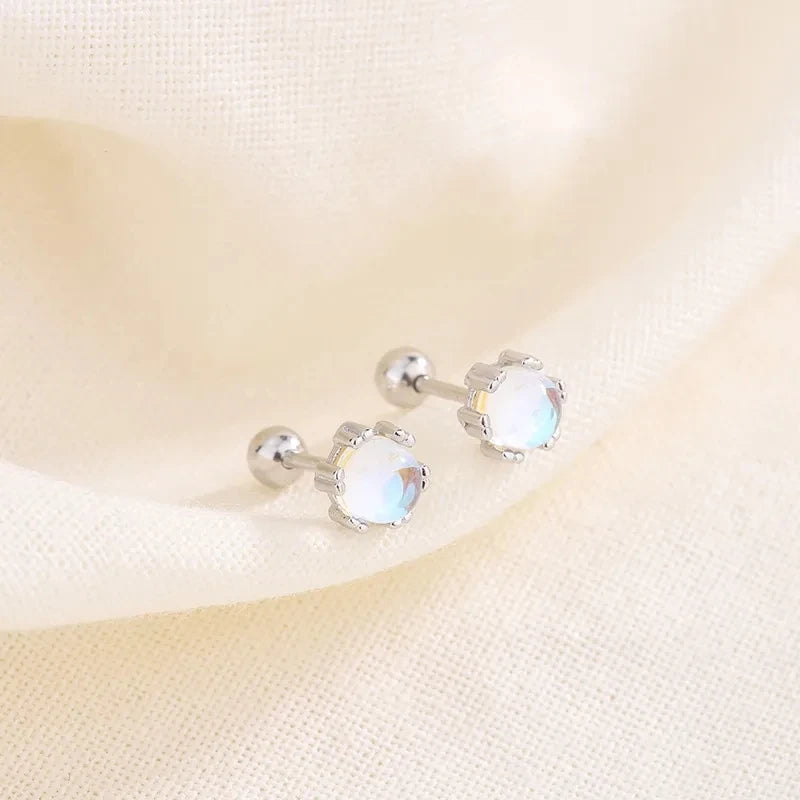 Korean 925 Silver Needle Tragus Piercing Helix Studs Earrings for WomeKorean 925 Silver Needle Tragus Piercing Helix Studs Earrings