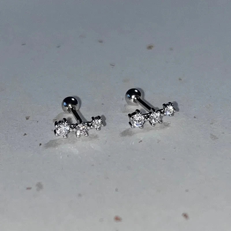 Korean 925 Silver Needle Tragus Piercing Helix Studs Earrings for WomeKorean 925 Silver Needle Tragus Piercing Helix Studs Earrings