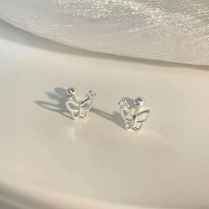 Korean 925 Silver Needle Tragus Piercing Helix Studs Earrings for WomeKorean 925 Silver Needle Tragus Piercing Helix Studs Earrings