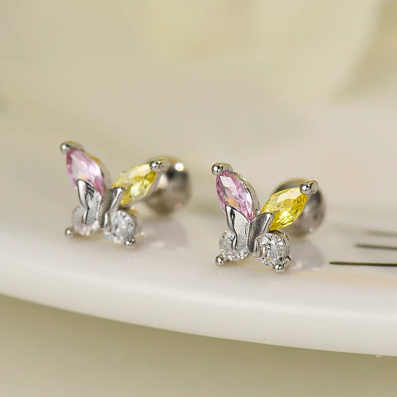 Korean 925 Silver Needle Tragus Piercing Helix Studs Earrings for WomeKorean 925 Silver Needle Tragus Piercing Helix Studs Earrings