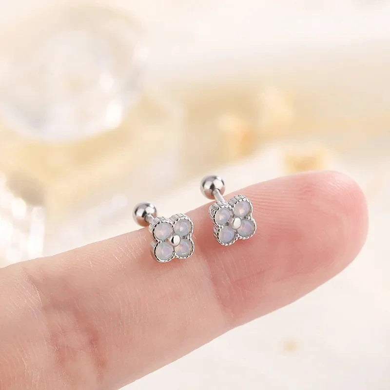 Korean 925 Silver Needle Tragus Piercing Helix Studs Earrings for WomeKorean 925 Silver Needle Tragus Piercing Helix Studs Earrings
