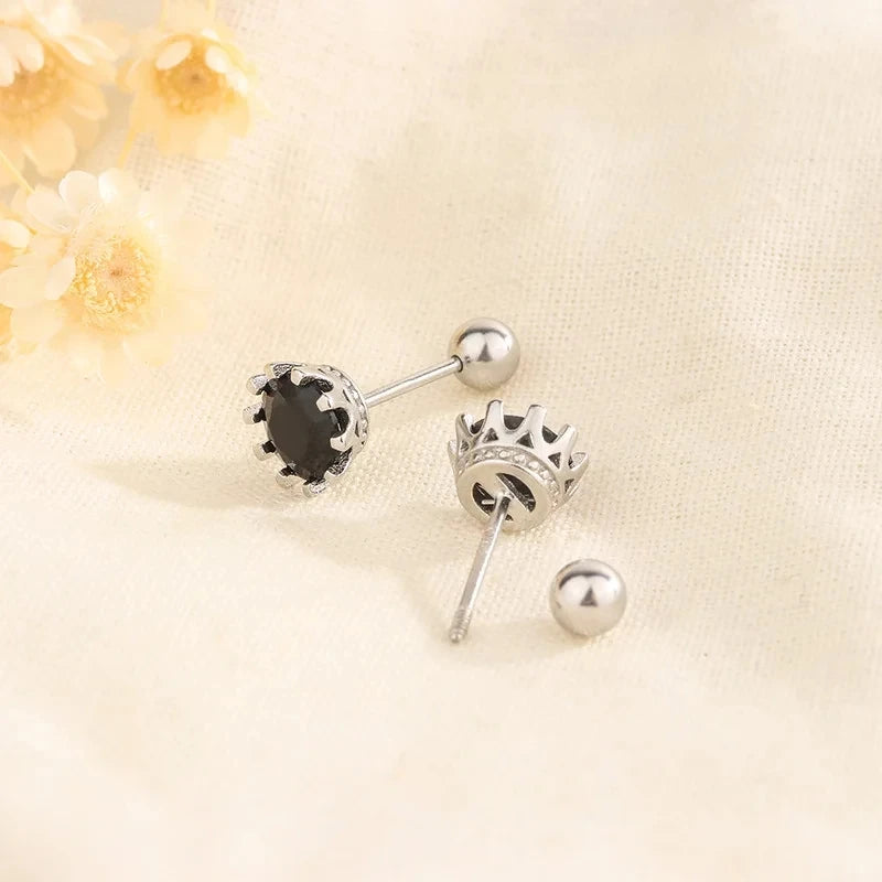 Korean 925 Silver Needle Tragus Piercing Helix Studs Earrings for WomeKorean 925 Silver Needle Tragus Piercing Helix Studs Earrings