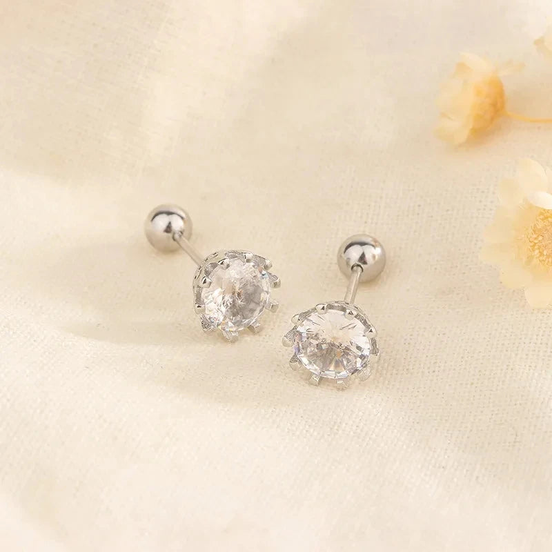 Korean 925 Silver Needle Tragus Piercing Helix Studs Earrings for WomeKorean 925 Silver Needle Tragus Piercing Helix Studs Earrings