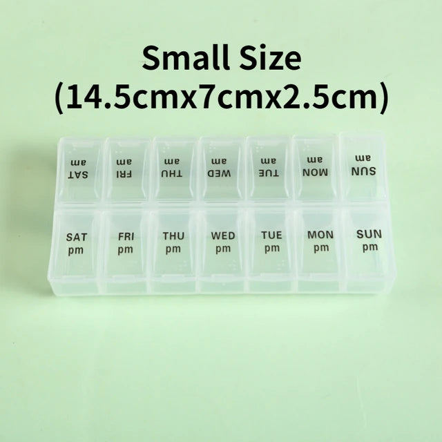 Weekly Portable Travel Pill Cases Box 7 Days Organizer 14 Grids Pills Container Storage Tablets Drug Vitamins Medicine Fish Oils