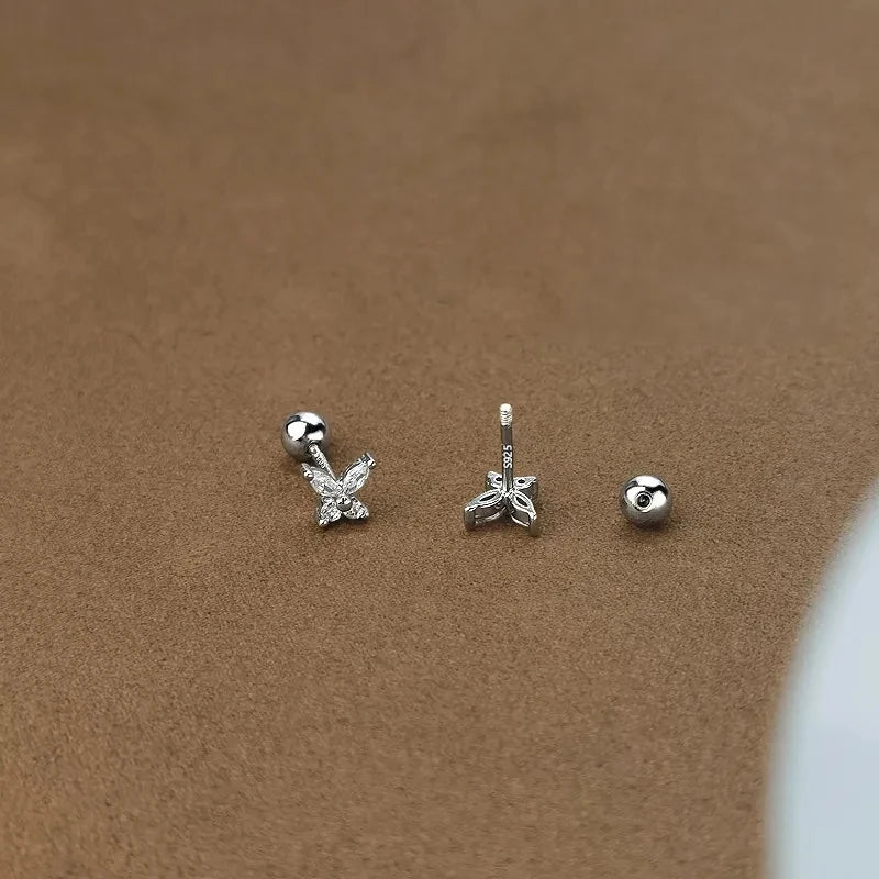 Korean 925 Silver Needle Tragus Piercing Helix Studs Earrings for WomeKorean 925 Silver Needle Tragus Piercing Helix Studs Earrings