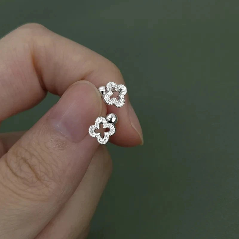 Korean 925 Silver Needle Tragus Piercing Helix Studs Earrings for WomeKorean 925 Silver Needle Tragus Piercing Helix Studs Earrings