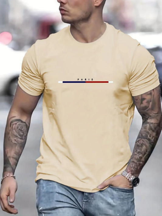Men's casual Paris print hoodie t-shirt for autumn winter.