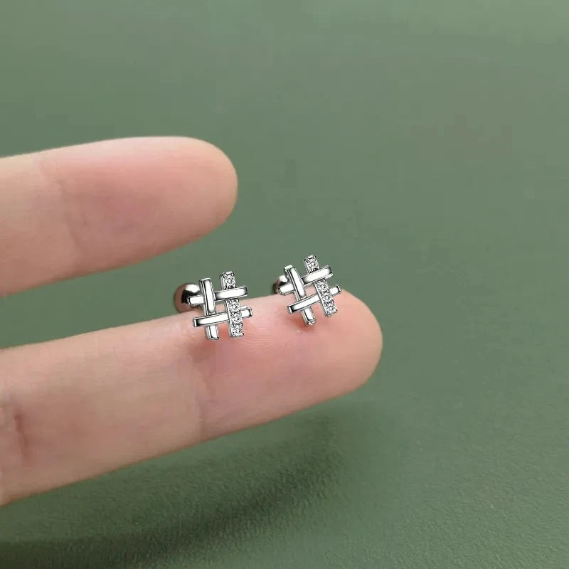 Korean 925 Silver Needle Tragus Piercing Helix Studs Earrings for WomeKorean 925 Silver Needle Tragus Piercing Helix Studs Earrings