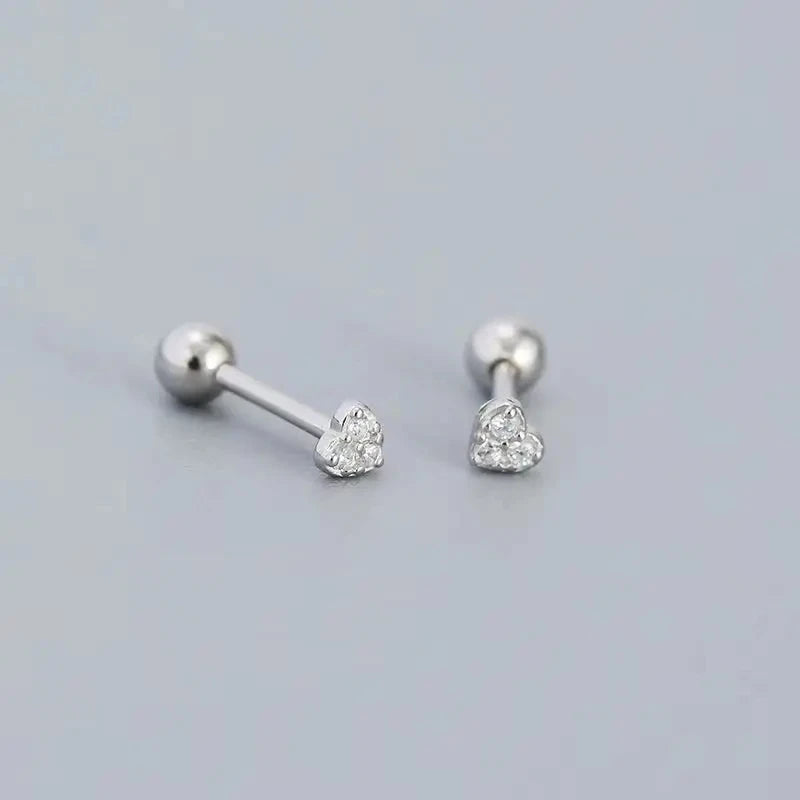 Korean 925 Silver Needle Tragus Piercing Helix Studs Earrings for WomeKorean 925 Silver Needle Tragus Piercing Helix Studs Earrings