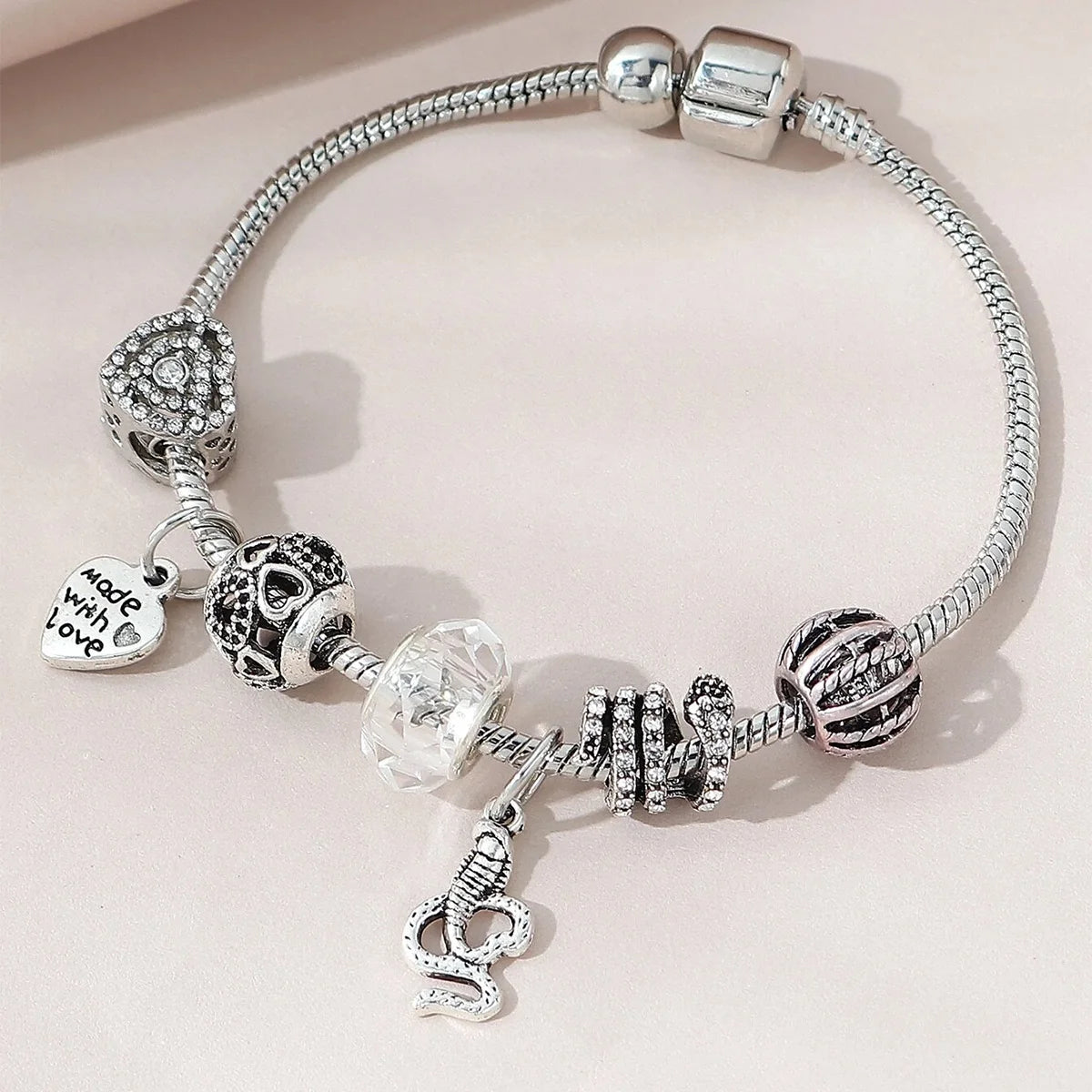 1PC Women's Fashion Multi Element Beaded Love Pan Family Bracelet JeweFashion Multi Element Beaded Love Pan Family Bracelet Jewelry Accessories Daily Dressing Party Holiday Gift -005