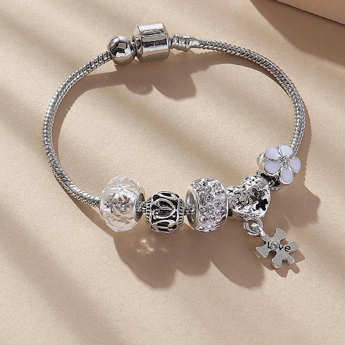 1PC Women's Fashion Multi Element Beaded Love Pan Family Bracelet JeweFashion Multi Element Beaded Love Pan Family Bracelet Jewelry Accessories Daily Dressing Party Holiday Gift -005