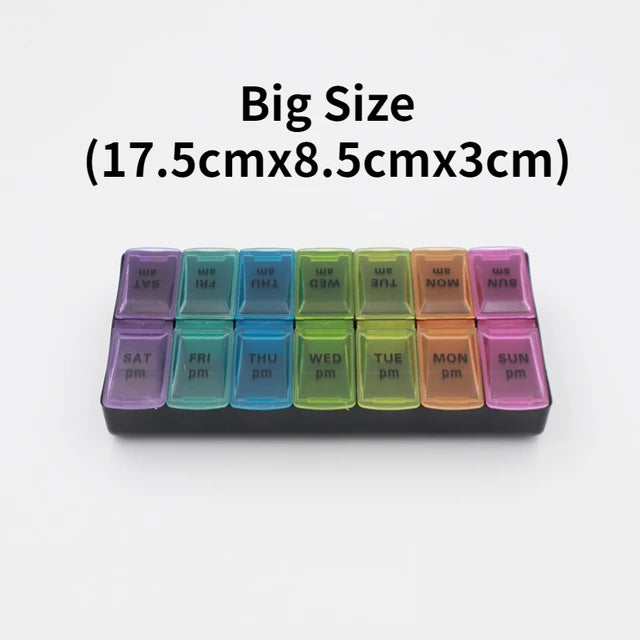 Weekly Portable Travel Pill Cases Box 7 Days Organizer 14 Grids Pills Container Storage Tablets Drug Vitamins Medicine Fish Oils