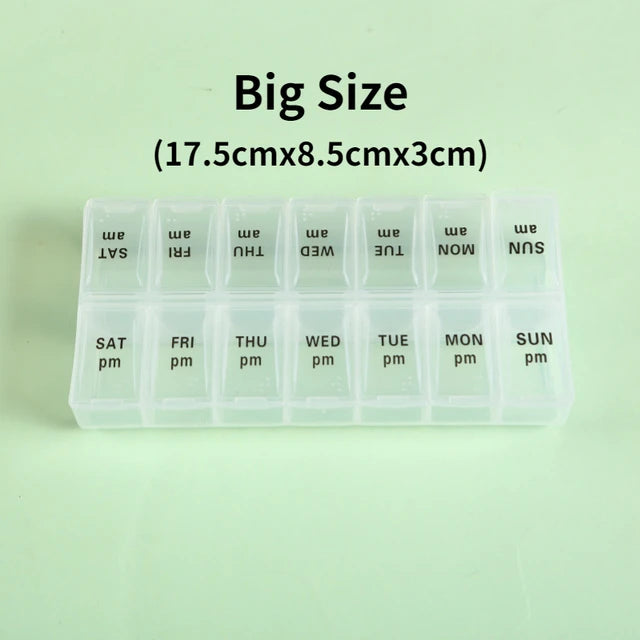 Weekly Portable Travel Pill Cases Box 7 Days Organizer 14 Grids Pills Container Storage Tablets Drug Vitamins Medicine Fish Oils