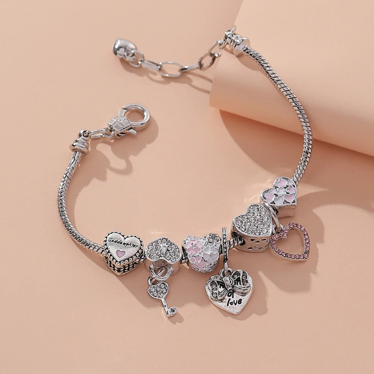1PC Women's Fashion Multi Element Beaded Love Pan Family Bracelet JeweFashion Multi Element Beaded Love Pan Family Bracelet Jewelry Accessories Daily Dressing Party Holiday Gift -005