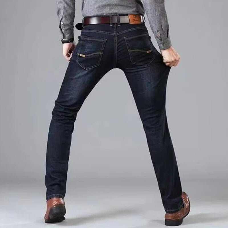 2024 new spring and autumn winter men straight leg comfortable simple casual jeans trend everything zipper pants