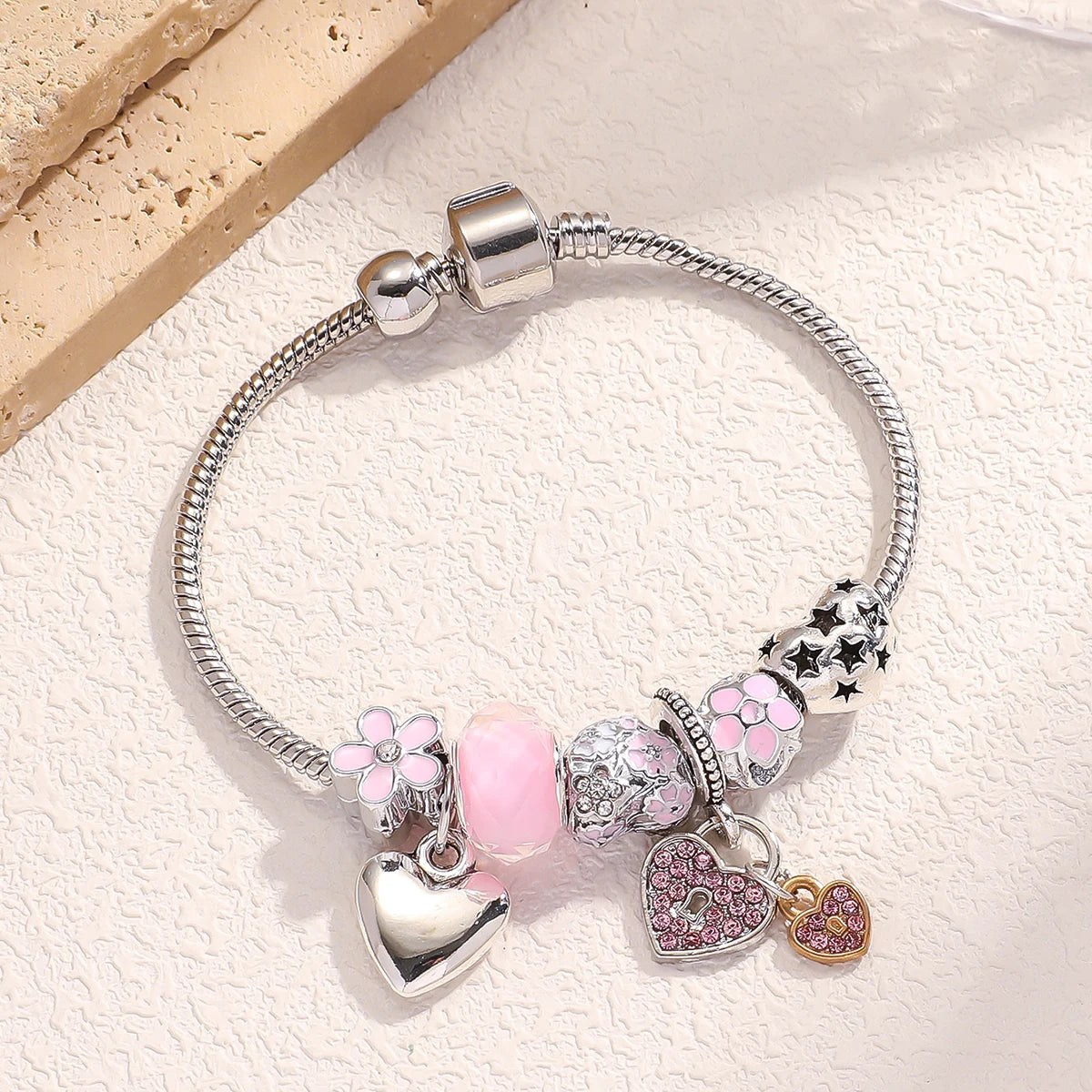 1PC Women's Fashion Multi Element Beaded Love Pan Family Bracelet JeweFashion Multi Element Beaded Love Pan Family Bracelet Jewelry Accessories Daily Dressing Party Holiday Gift -005