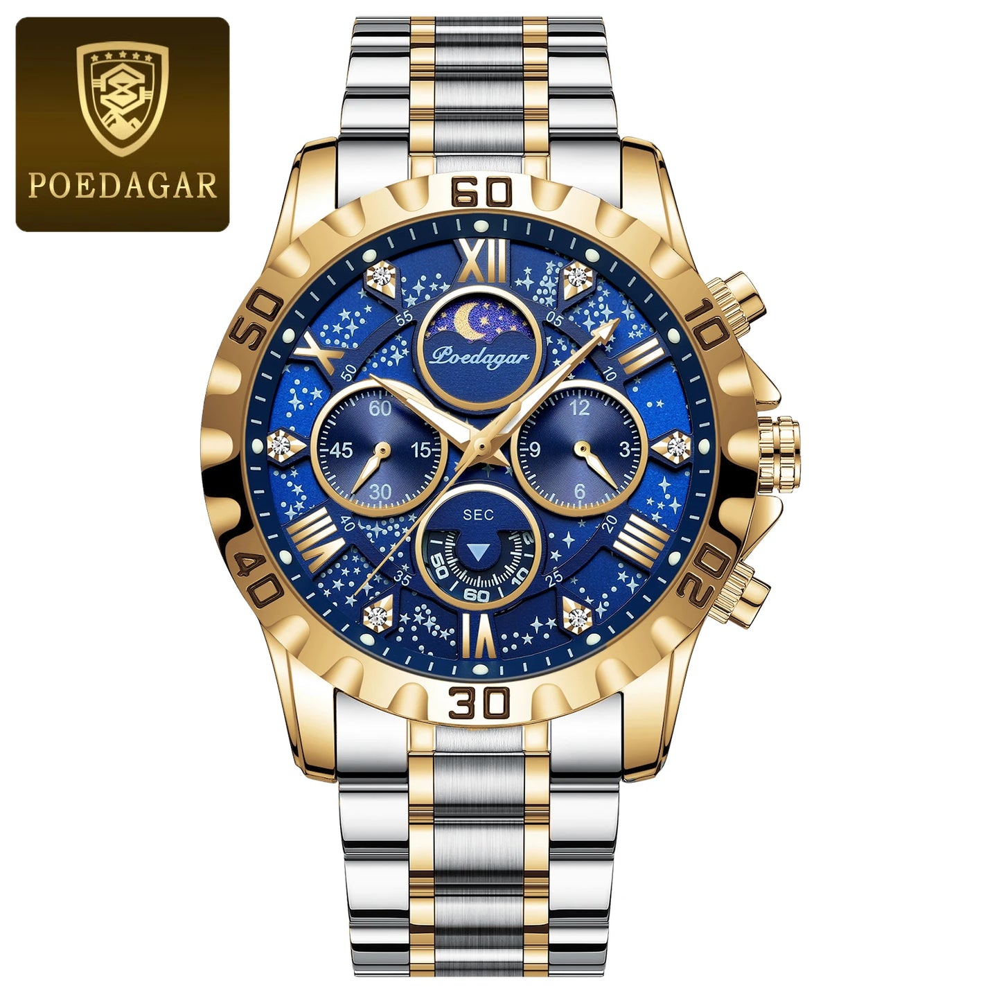POEDAGAR Luxury Watch for Man Quartz Sports Men Watch Waterproof LuminPackage Included:
1 x POEDAGAR Clock
1 x POEDAGAR Box
1 x Watchband adjust tool
1 x Watch wipe
1 x Warranty card
After-Sales Service:
Any questions, please contact Man Quartz Sports Men Watch Waterproof Luminous Stainless Steel Chronograph Men'