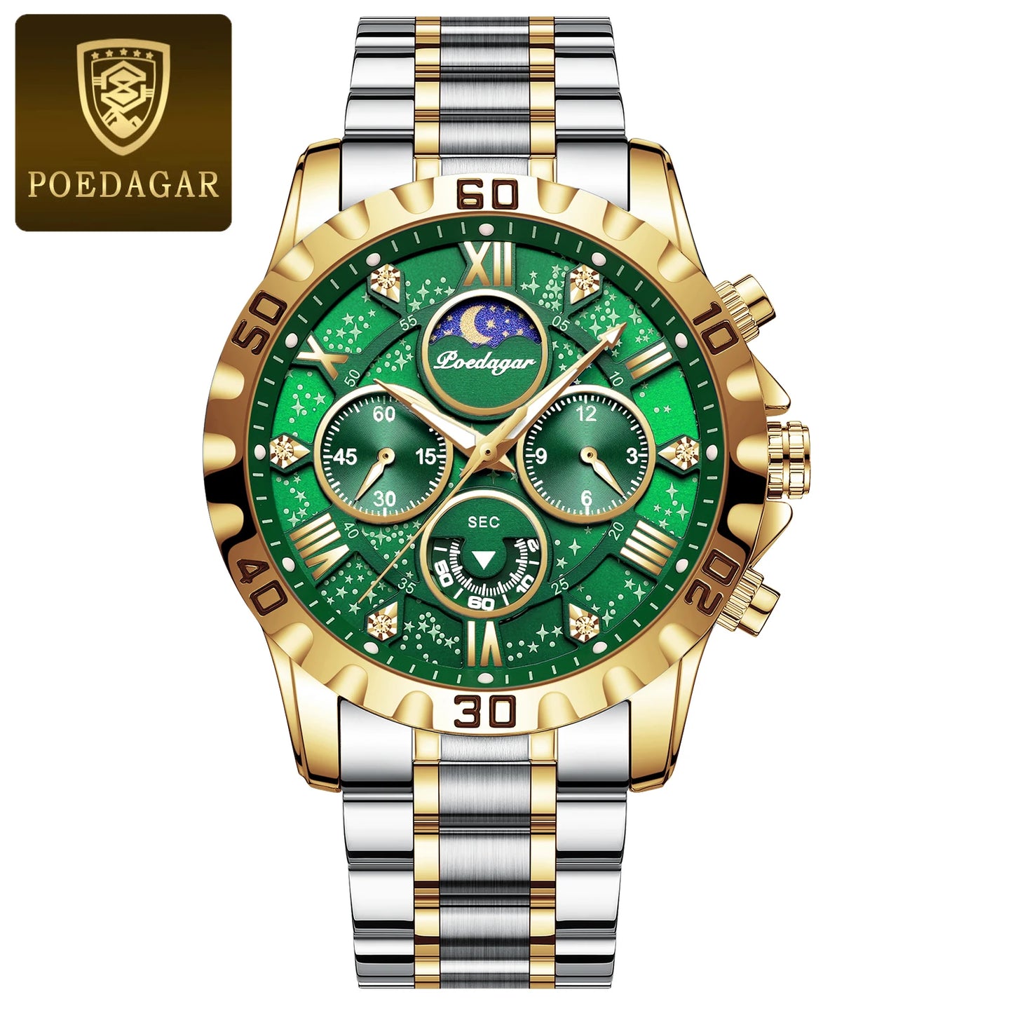 POEDAGAR Luxury Watch for Man Quartz Sports Men Watch Waterproof LuminPackage Included:
1 x POEDAGAR Clock
1 x POEDAGAR Box
1 x Watchband adjust tool
1 x Watch wipe
1 x Warranty card
After-Sales Service:
Any questions, please contact Man Quartz Sports Men Watch Waterproof Luminous Stainless Steel Chronograph Men'