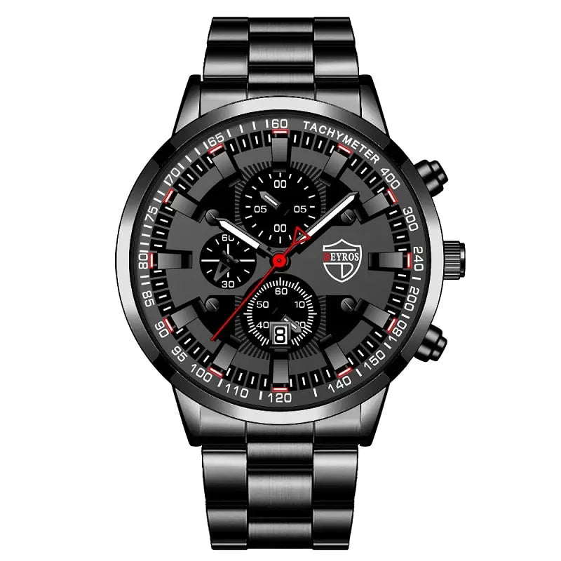 Fashion Mens Sports Watches Men Business Stainless Steel Quartz Watch • Quartz Movement :Experience precise timekeeping with the DEYROS quartz wristwatch, a reliable and accurate choice for both business and casual occasions.
• StaFashion Mens Sports Watches Men Business Stainless Steel Quartz Watch Luxury Man Casual Calendar Luminous Clock Reloj Hombre