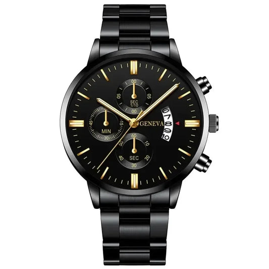 Fashion Men Black Stainless Steel Watch Luxury Calendar Quartz Wrist W• Complete Calendar :Keep track of the date with ease using the watch's complete calendar feature.
 
• Stainless Steel Band :The durable stainless steel band adds Fashion Men Black Stainless Steel Watch Luxury Calendar Quartz Wrist Watch Mens Business Watches