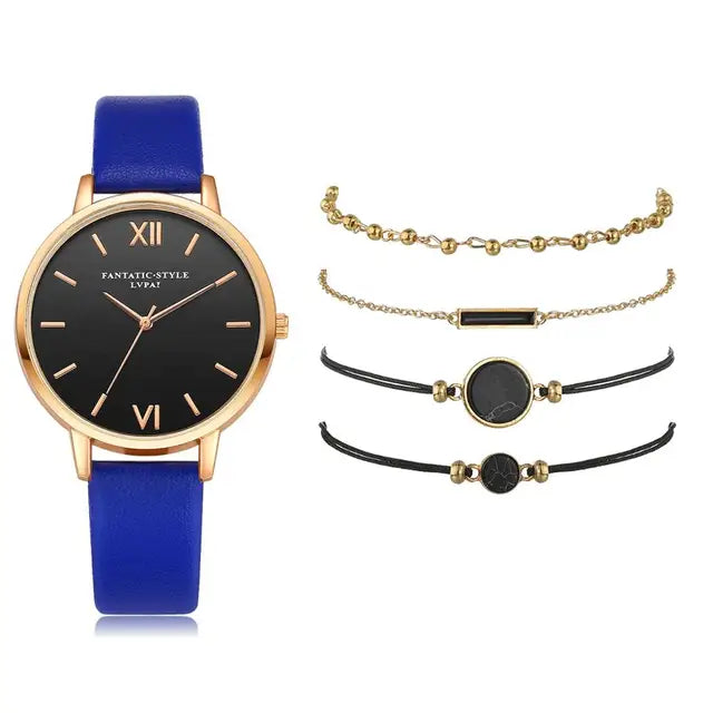 5pcs Set Top Style Fashion Women's Luxury Leather Band Analog Quartz WCase Shape: Round
Dial Window Material Type: Glass
Boxes & Cases Material: No package
Dial Diameter: 38mm
Case Thickness: 8mm
Band Length: 24cm
Band Width: 15mm
HomeLuxury Leather Band Analog Quartz WristWatch Ladies Watch Women Dress Reloj Mujer Black Clock