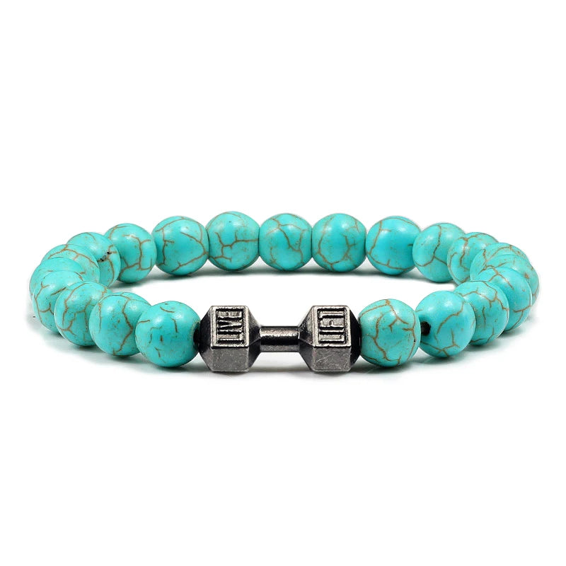 Natural Volcanic Stone Bracelet Men Matte Black Lave White Beads CharmNatural Volcanic Stone Bracelet Men Matte Black Lave White Beads Charm Dumbbell Strand Bracelets Women Barbell Fitness Jewelry
	
	Product Description:
	
	
	BraceleNatural Volcanic Stone Bracelet Men Matte Black Lave White Beads Charm Dumbbell Strand Bracelets Women Barbell Fitness Jewelry