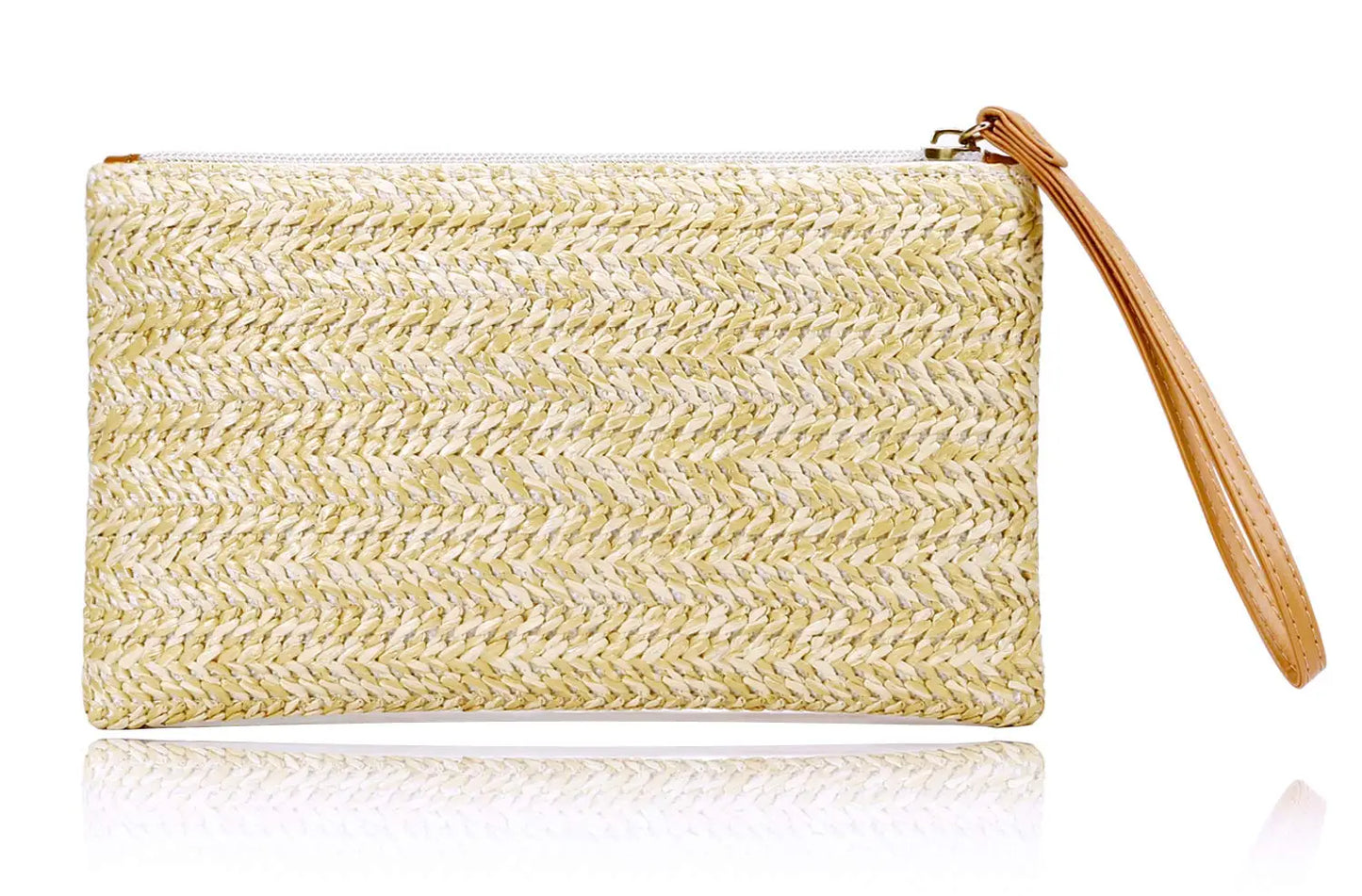 Women' S Casual Travel Straw Woven Bag Fashionable and Minimalist Large Capacity Women'S Medium-Long Wallet Clutch 01