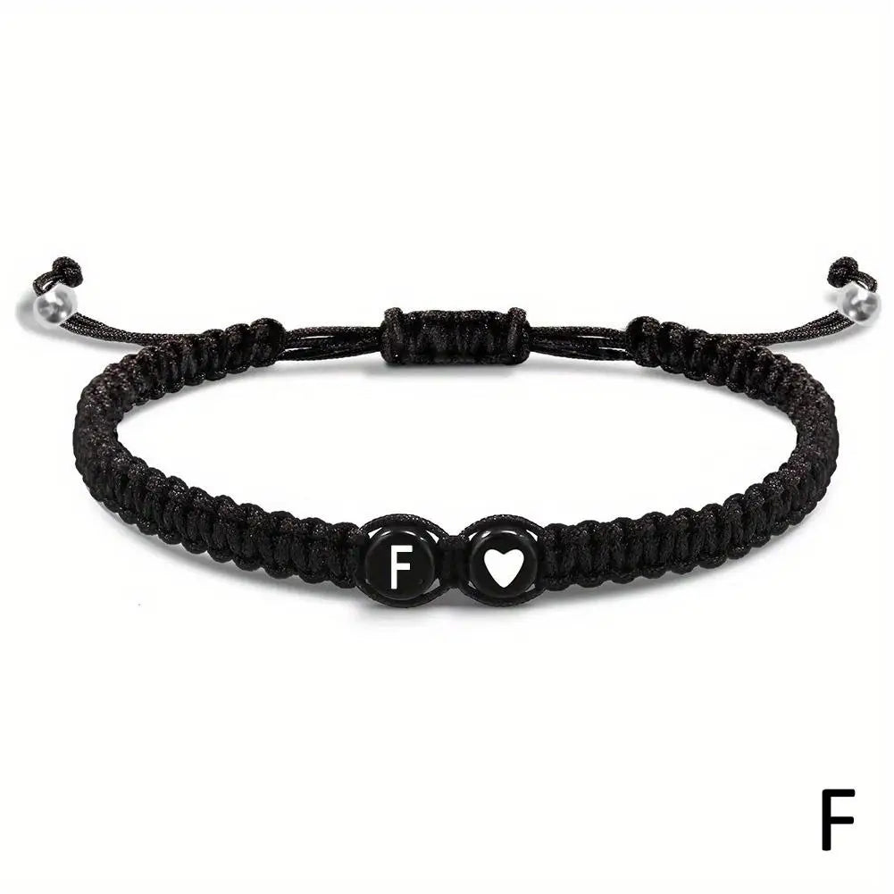 26 Letters Initial Heart Bracelets Handmade Adjustable A-Z Name BraideProduct Description:
1. Product name: 26 letters bracelet
2. Chain length: 17.5+6cm (6.89+2.36in),
3. Product color: black
4. Product material: rope
Features:
1.Thi26 Letters Initial Heart Bracelets Handmade Adjustable