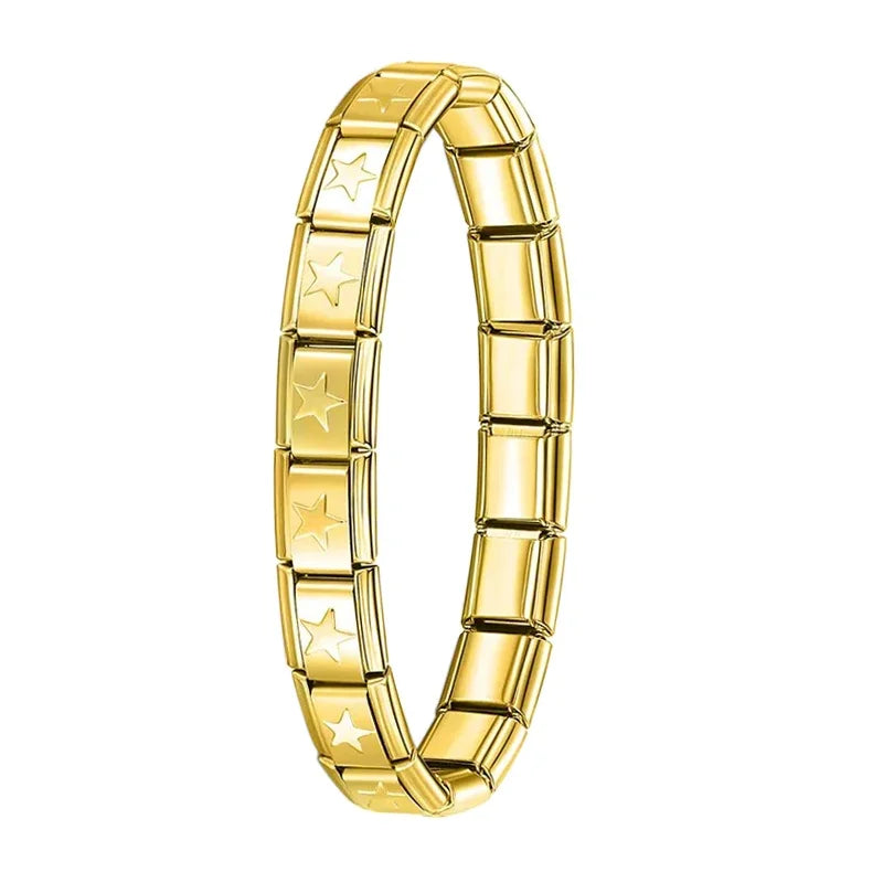 Hapiship New Women's Jewelry 9mm Width Itanlian Elastic Charm Bracelet* Brand:Hapiship
* Make a Happy Bracelet !Jewelry 9mm Width Itanlian Elastic Charm Bracelet Fashion Stainless Steel Bangle ST-