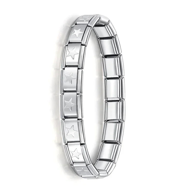 Hapiship New Women's Jewelry 9mm Width Itanlian Elastic Charm Bracelet* Brand:Hapiship
* Make a Happy Bracelet !Jewelry 9mm Width Itanlian Elastic Charm Bracelet Fashion Stainless Steel Bangle ST-