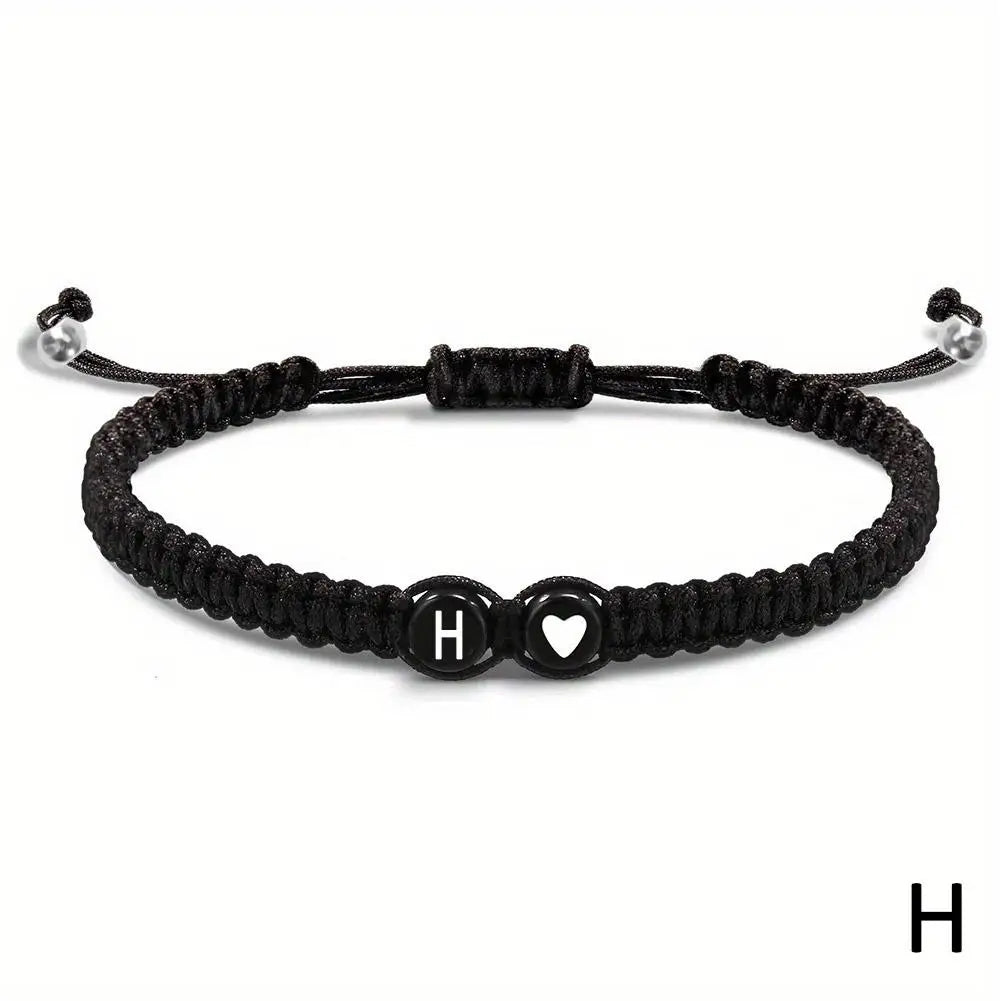 26 Letters Initial Heart Bracelets Handmade Adjustable A-Z Name BraideProduct Description:
1. Product name: 26 letters bracelet
2. Chain length: 17.5+6cm (6.89+2.36in),
3. Product color: black
4. Product material: rope
Features:
1.Thi26 Letters Initial Heart Bracelets Handmade Adjustable