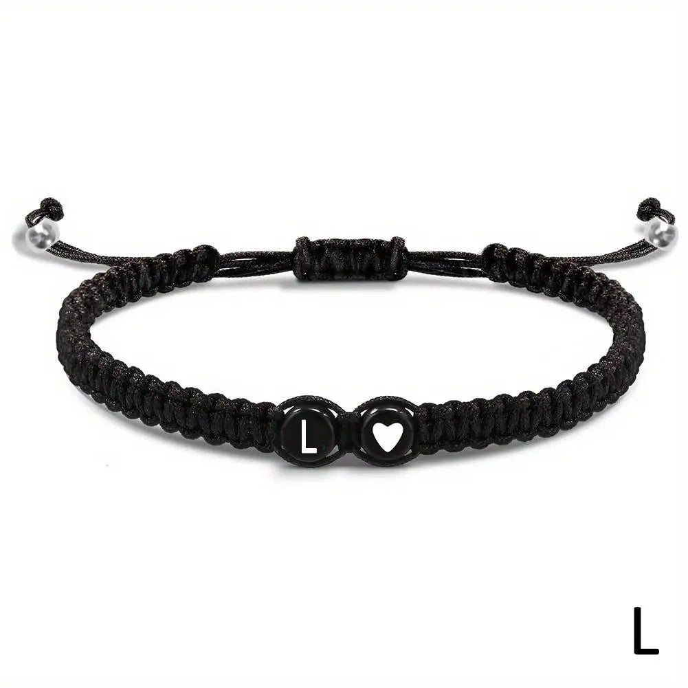 26 Letters Initial Heart Bracelets Handmade Adjustable A-Z Name BraideProduct Description:
1. Product name: 26 letters bracelet
2. Chain length: 17.5+6cm (6.89+2.36in),
3. Product color: black
4. Product material: rope
Features:
1.Thi26 Letters Initial Heart Bracelets Handmade Adjustable