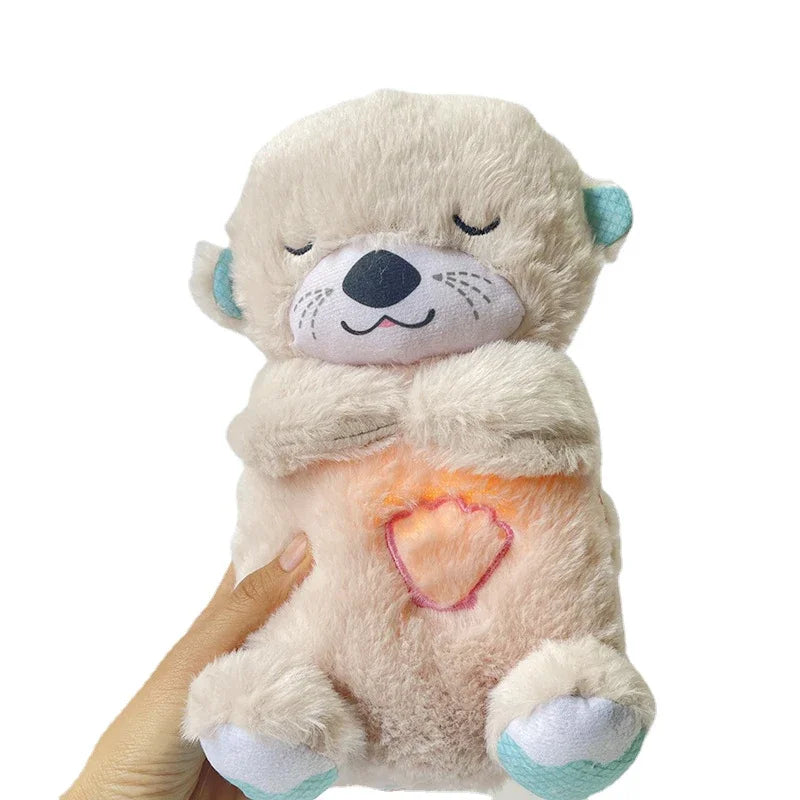 Baby Breathing Bear Baby Soothing Otter Plush Doll Toy Baby Kids SoothYou need to place 2 batteries (batteries are not included in this product)Baby Breathing Bear Baby Soothing Otter Plush Doll Toy Baby Kids Soothing Music Sleeping Companion Sound
