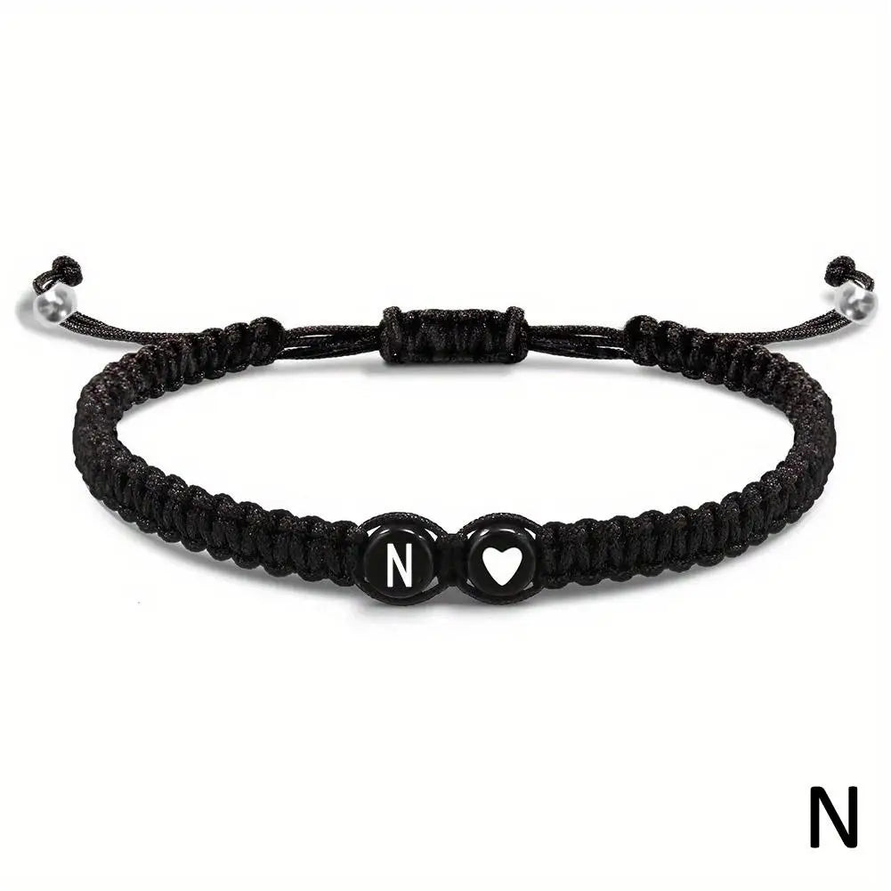 26 Letters Initial Heart Bracelets Handmade Adjustable A-Z Name BraideProduct Description:
1. Product name: 26 letters bracelet
2. Chain length: 17.5+6cm (6.89+2.36in),
3. Product color: black
4. Product material: rope
Features:
1.Thi26 Letters Initial Heart Bracelets Handmade Adjustable