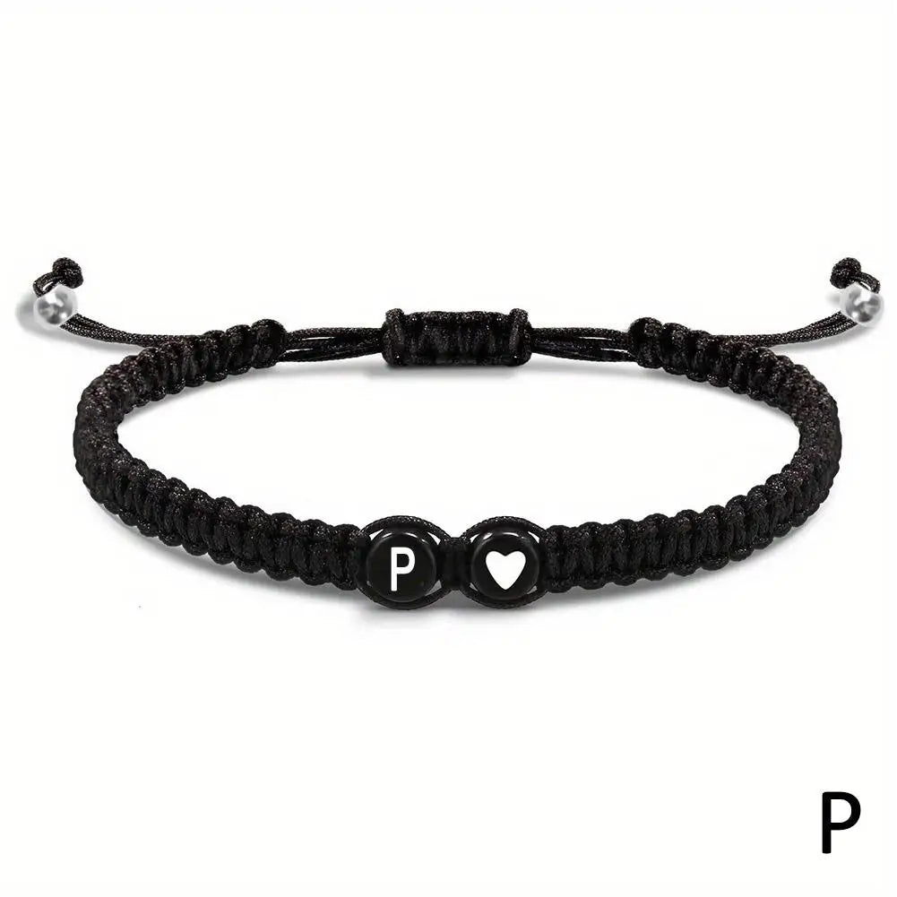 26 Letters Initial Heart Bracelets Handmade Adjustable A-Z Name BraideProduct Description:
1. Product name: 26 letters bracelet
2. Chain length: 17.5+6cm (6.89+2.36in),
3. Product color: black
4. Product material: rope
Features:
1.Thi26 Letters Initial Heart Bracelets Handmade Adjustable