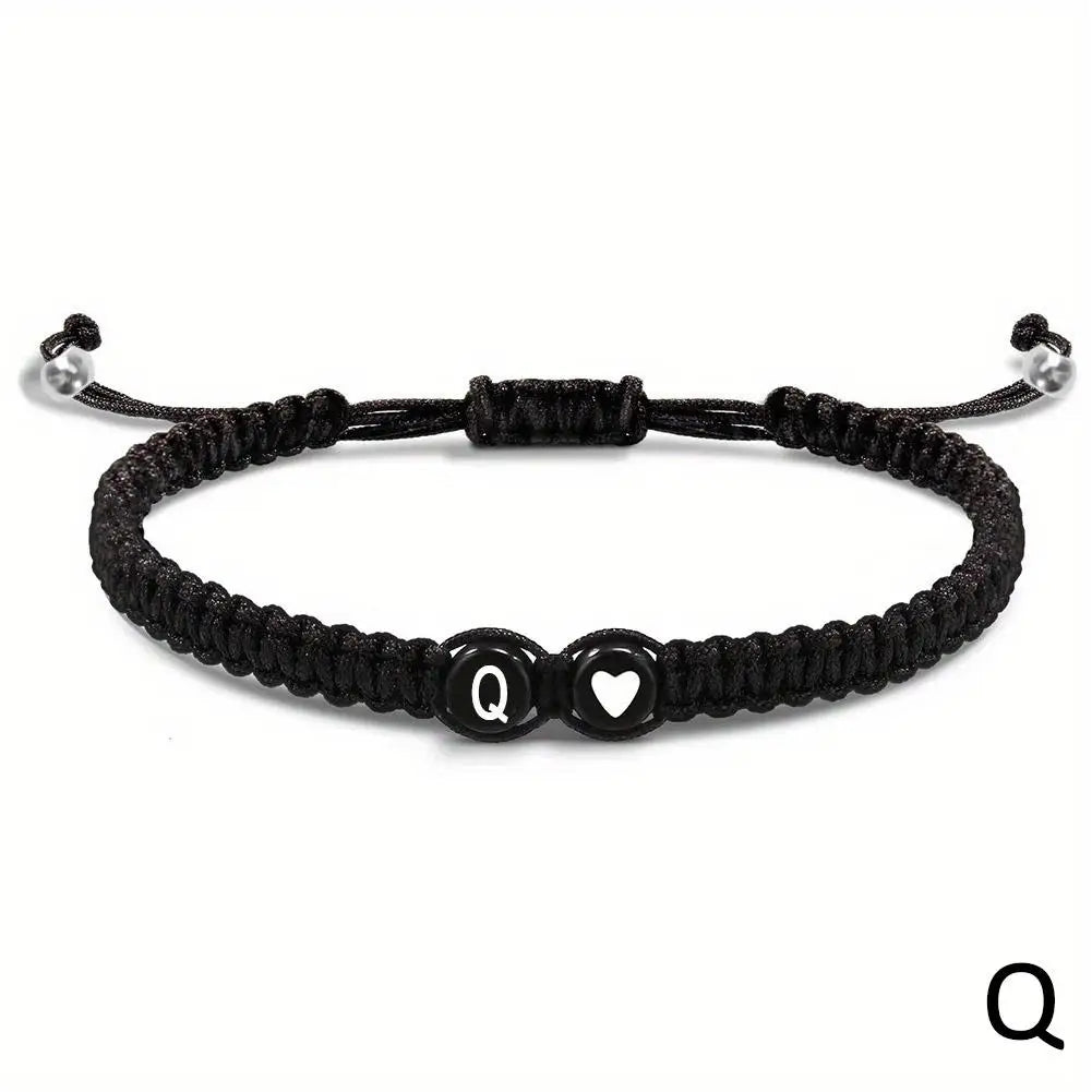 26 Letters Initial Heart Bracelets Handmade Adjustable A-Z Name BraideProduct Description:
1. Product name: 26 letters bracelet
2. Chain length: 17.5+6cm (6.89+2.36in),
3. Product color: black
4. Product material: rope
Features:
1.Thi26 Letters Initial Heart Bracelets Handmade Adjustable