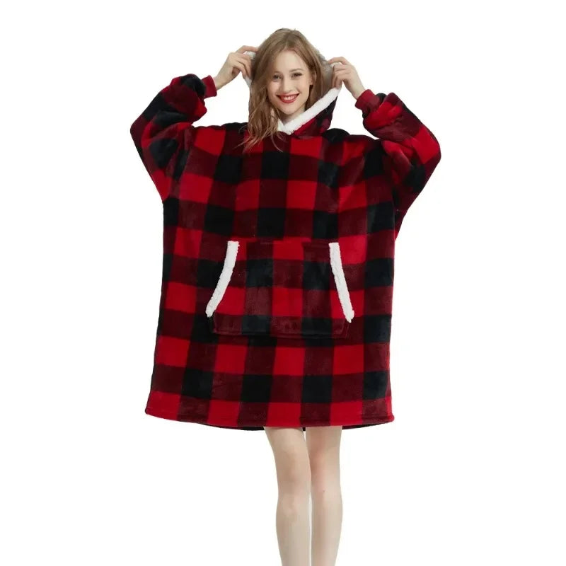 Winter Hoodies Sweatshirt Women Men Pullover Fleece Giant TV OversizedWinter Outdoor Hooded Pocket Blankets Warm Soft Hoodie Slant Robe Bathrobe Sweatshirt Pullover TV Fleece Blanket With Sleeves
Made of ultra-soft fleece and lined Winter Hoodies Sweatshirt Women Men Pullover Fleece Giant TV Oversized Blanket