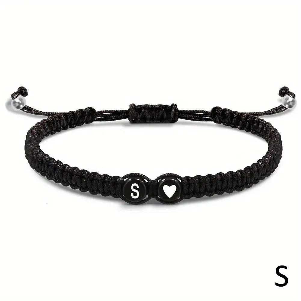 26 Letters Initial Heart Bracelets Handmade Adjustable A-Z Name BraideProduct Description:
1. Product name: 26 letters bracelet
2. Chain length: 17.5+6cm (6.89+2.36in),
3. Product color: black
4. Product material: rope
Features:
1.Thi26 Letters Initial Heart Bracelets Handmade Adjustable
