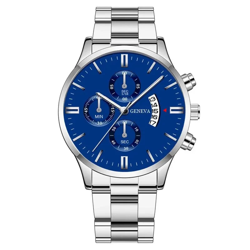 2023 Fashion Men Gold Stainless Steel Watch Luxury Calendar Quartz Wri• Stainless Steel Material :Crafted from high-quality stainless steel, this watch offers durability and longevity, perfect for everyday wear.
• Quartz Movement :2023 Fashion Men Gold Stainless Steel Watch Luxury Calendar Quartz Wrist Watch Mens Business Watches