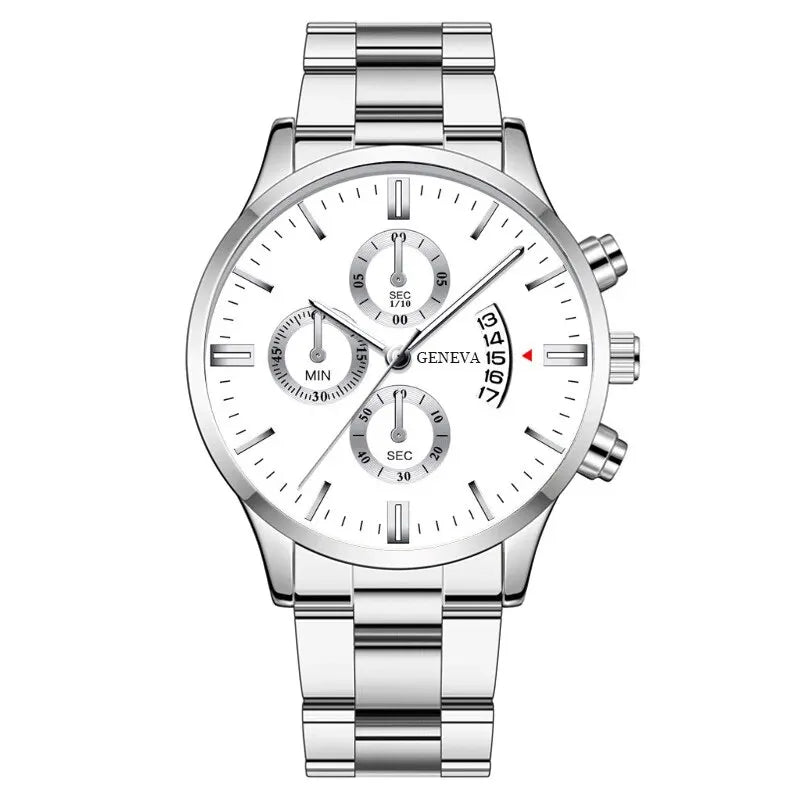 2023 Fashion Men Gold Stainless Steel Watch Luxury Calendar Quartz Wri• Stainless Steel Material :Crafted from high-quality stainless steel, this watch offers durability and longevity, perfect for everyday wear.
• Quartz Movement :2023 Fashion Men Gold Stainless Steel Watch Luxury Calendar Quartz Wrist Watch Mens Business Watches